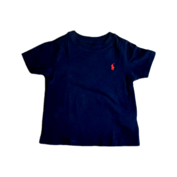 A Navy Short Sleeve T Shirts from Ralph Lauren in size 12-18M for boy. (Front View)
