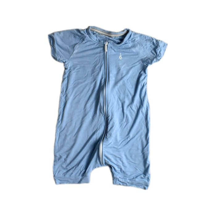 A Blue Short Sleeve Rompers from Raph and Remy in size 12-18M for neutral. (Front View)