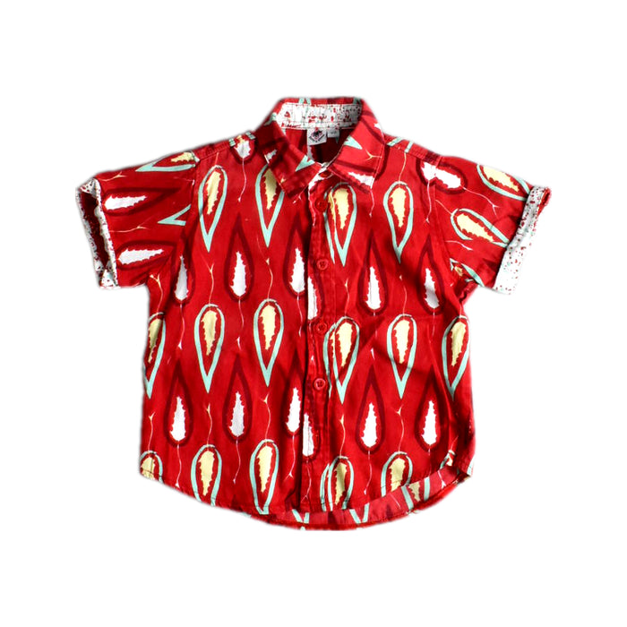 A Red Short Sleeve Shirts from Roses & Rhinos in size 12-18M for boy. (Front View)