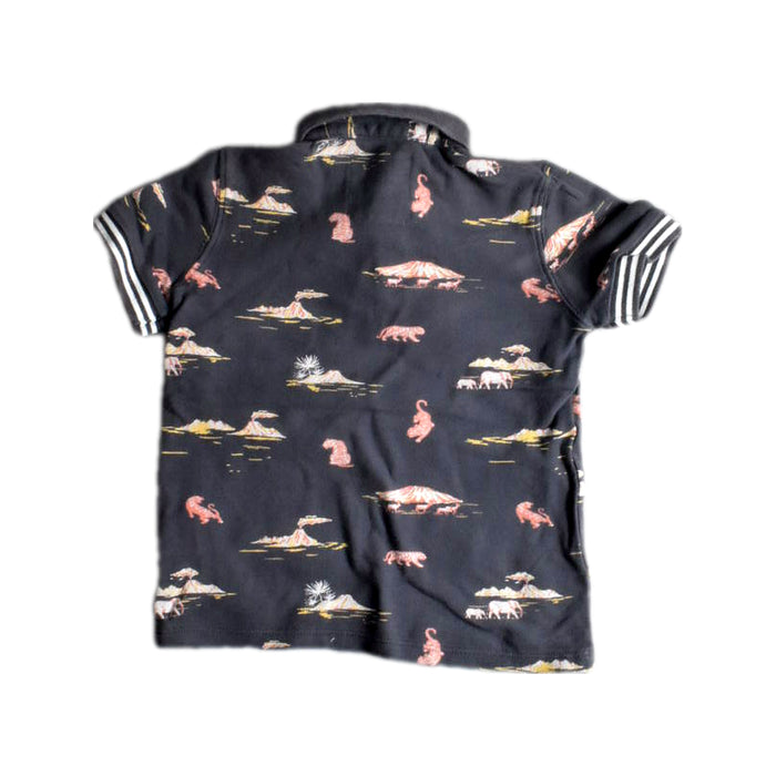 A Black Short Sleeve Polos from Gingersnaps in size 4T for boy. (Back View)