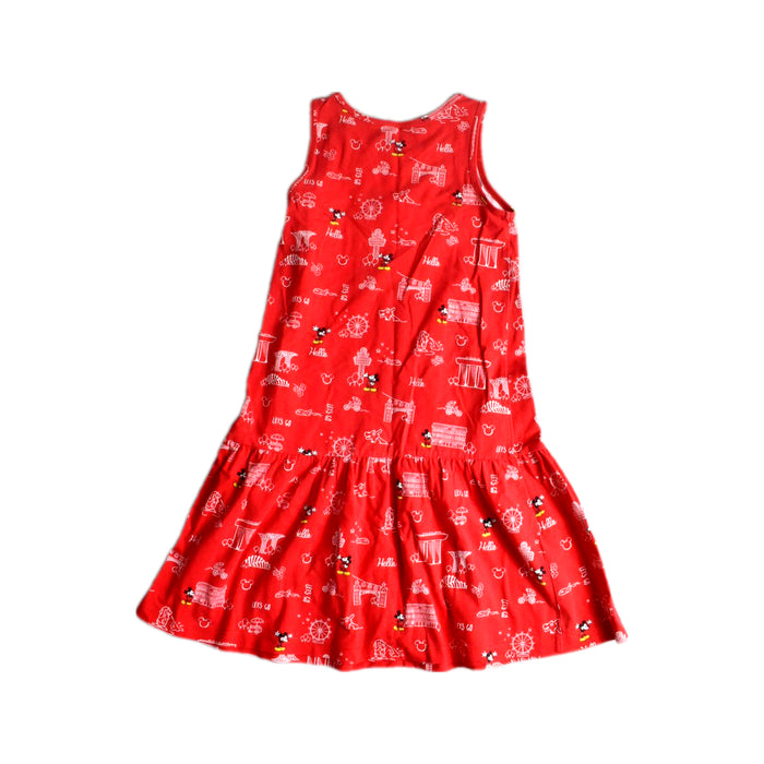 A Red Sleeveless Dresses from Elly in size 6T for girl. (Back View)