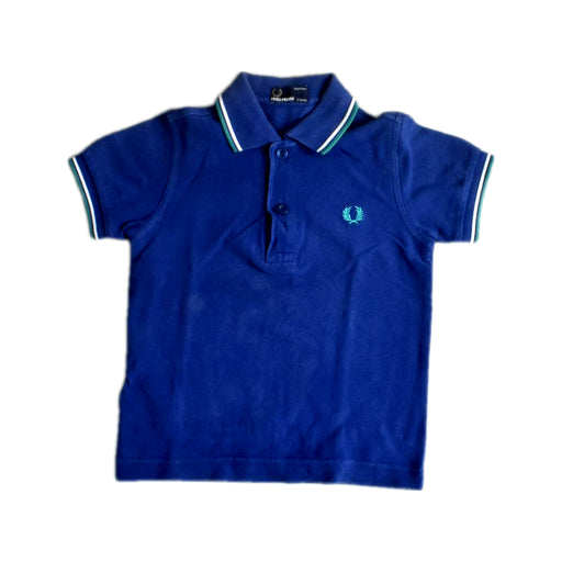 A Blue Short Sleeve Polos from Fred Perry in size 2T for boy. (Front View)