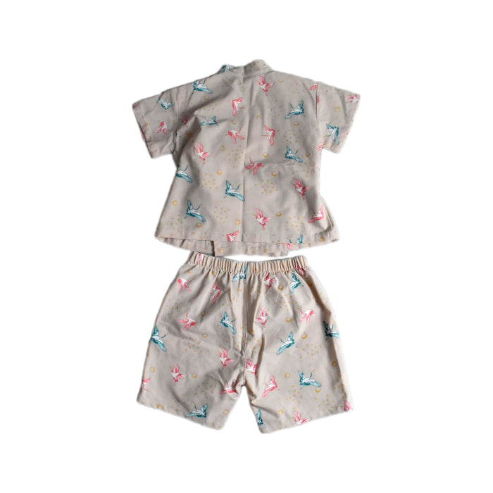 A Beige Shorts Sets from Le Petit Society in size 2T for girl. (Back View)