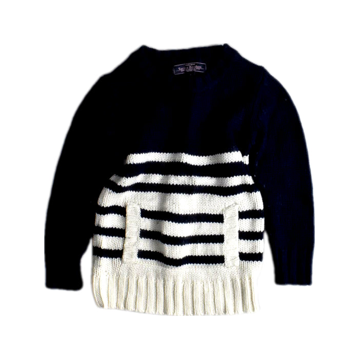 A Navy Knit Sweaters from Sacoor in size 4T for boy. (Front View)
