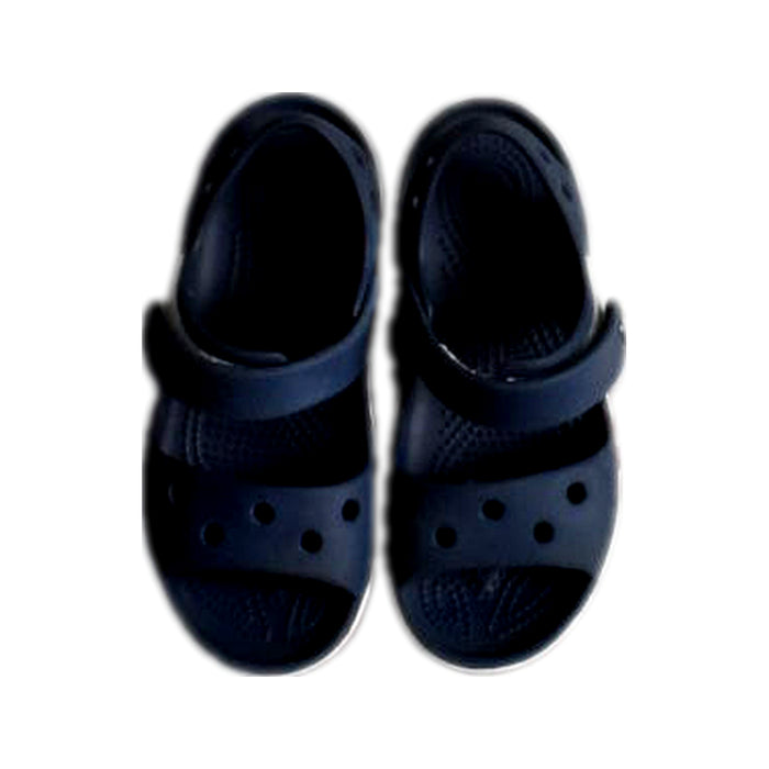 A Navy Sandals from Crocs in size 5T for boy. (Back View)