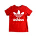 A Red Short Sleeve T Shirts from Adidas in size 11Y for neutral. (Front View)