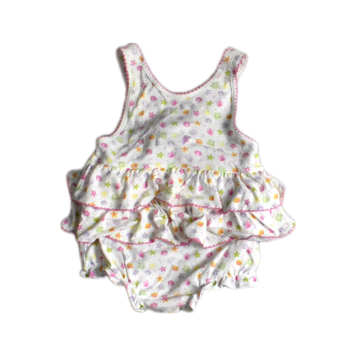 A White Sleeveless Rompers from Kissy Kissy in size 6-12M for girl. (Front View)