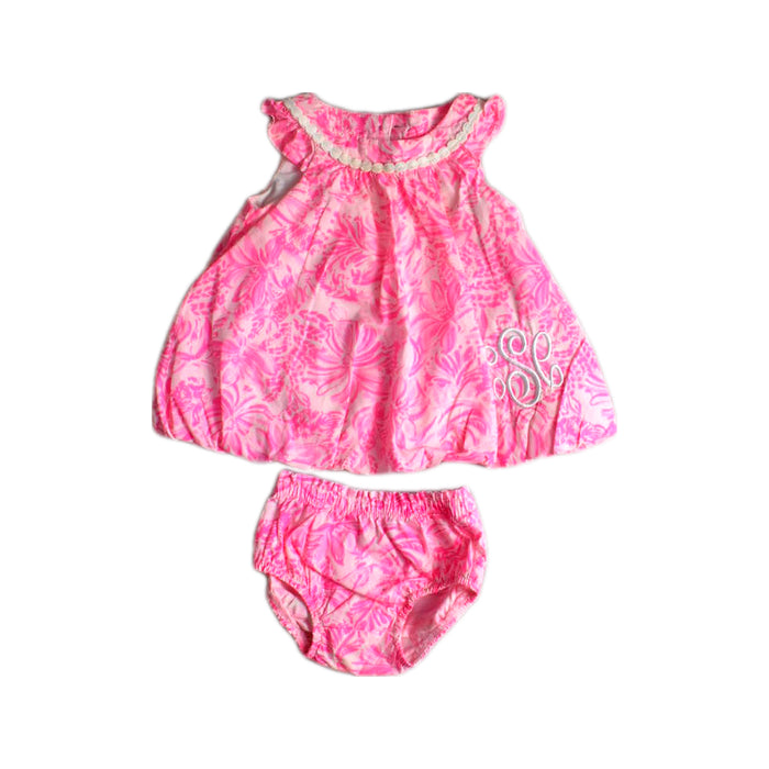 A Pink Dress Sets from Lilly Pulitzer in size 3-6M for girl. (Front View)