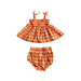 A Orange Shorts Sets from Seed in size 6-12M for girl. (Back View)