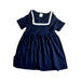 A Navy Short Sleeve Dresses from Petit Bateau in size 3T for girl. (Front View)