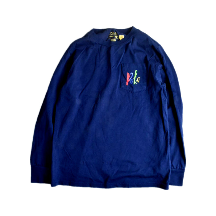A Navy Long Sleeve T Shirts from Polo Ralph Lauren in size 10Y for boy. (Front View)