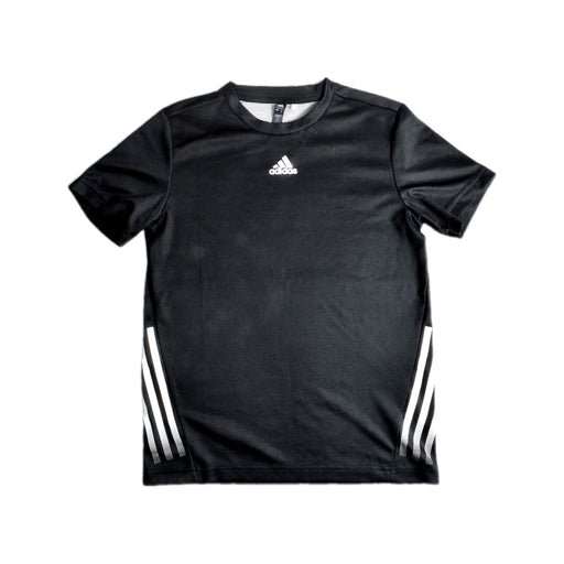 A Black Short Sleeve T Shirts from Adidas in size 11Y for neutral. (Front View)