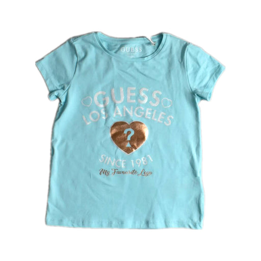 A Blue Short Sleeve T Shirts from Guess in size 6T for girl. (Front View)