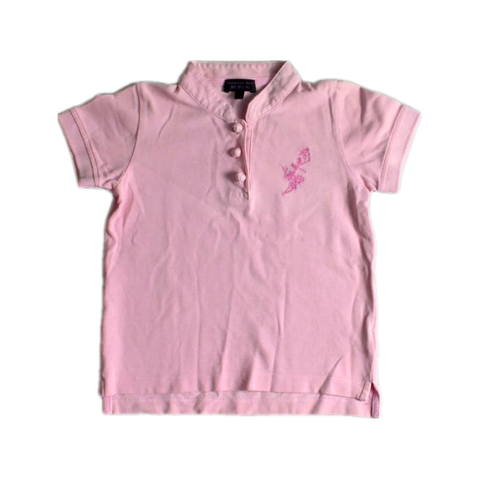 A Pink Short Sleeve Polos from Shanghai Tang in size 4T for girl. (Front View)
