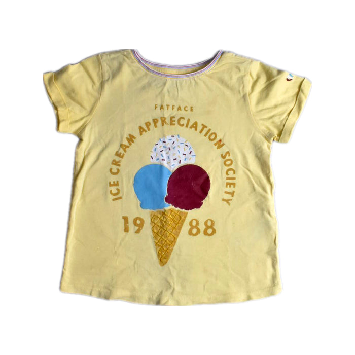 A Yellow Short Sleeve T Shirts from Fat Face in size 6T for girl. (Front View)