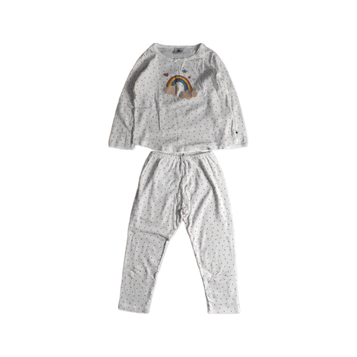 A White Pyjama Sets from Petit Bateau in size 3T for girl. (Front View)