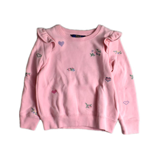 A Pink Crewneck Sweatshirts from Polo Ralph Lauren in size 5T for girl. (Front View)