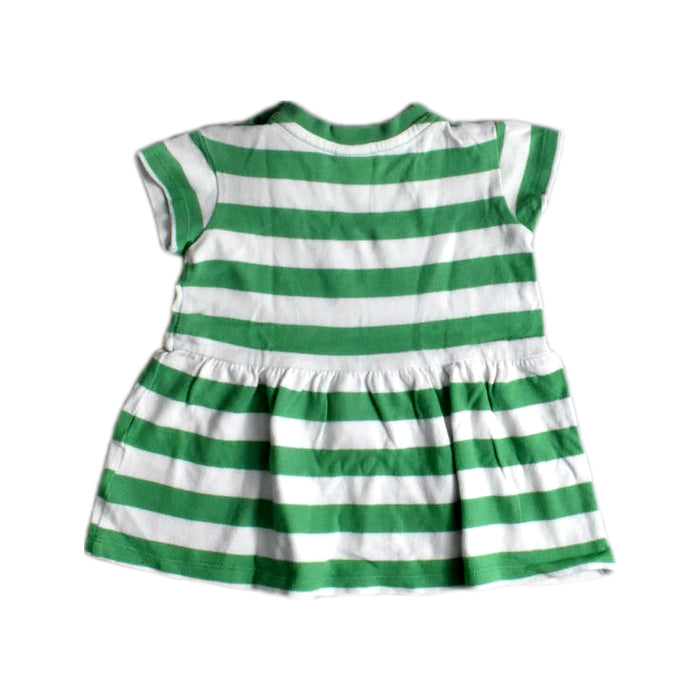 A Green Short Sleeve Dresses from Seed in size 6-12M for girl. (Back View)