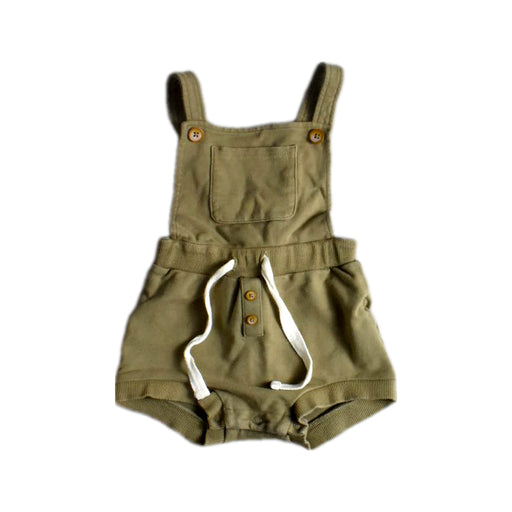A Green Overall Shorts from Jamie Kay in size 2T for boy. (Front View)