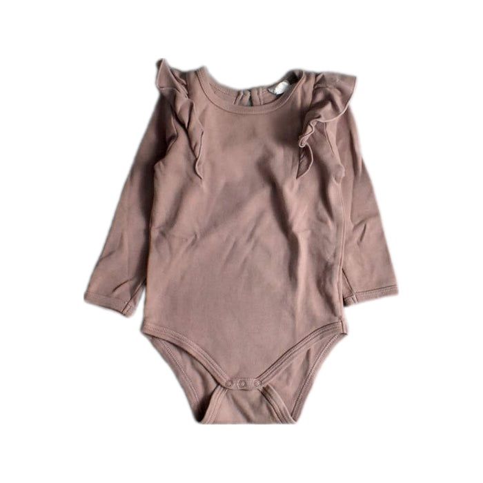 A Pink Long Sleeve Bodysuits from Jamie Kay in size 6-12M for girl. (Front View)