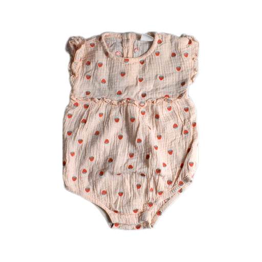 A Beige Sleeveless Rompers from Seed in size 6-12M for girl. (Front View)