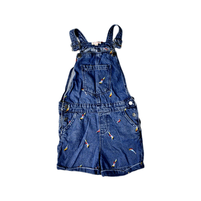 A Blue Overall Shorts from Du Pareil au même in size 6T for girl. (Front View)