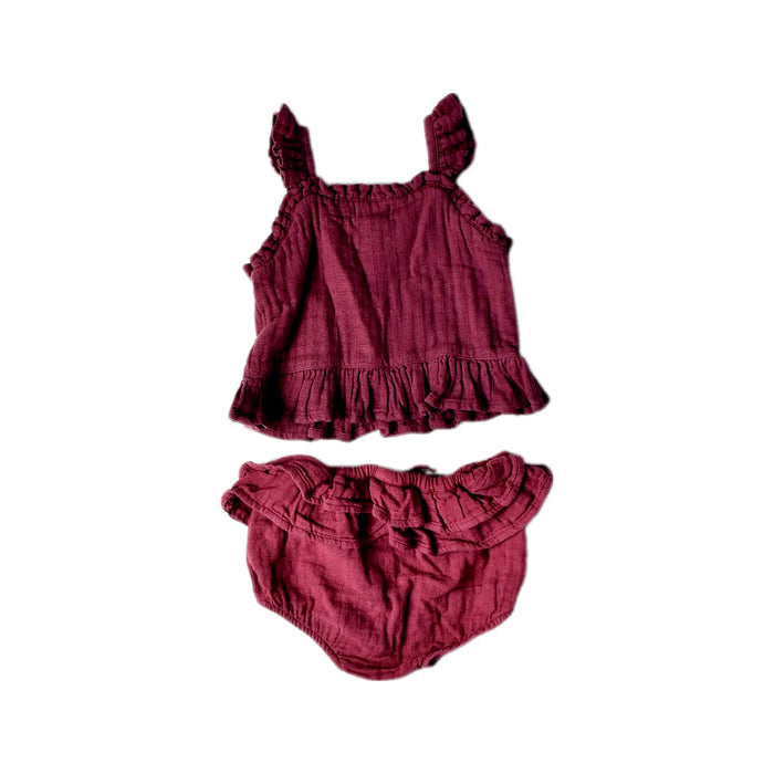 A Burgundy Shorts Sets from Jamie Kay in size 2T for girl. (Back View)
