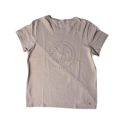 A Beige Short Sleeve T Shirts from Petit Bateau in size 12Y for girl. (Front View)