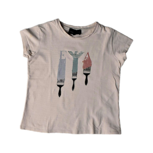 A Beige Short Sleeve T Shirts from Emporio Armani in size 10Y for girl. (Front View)