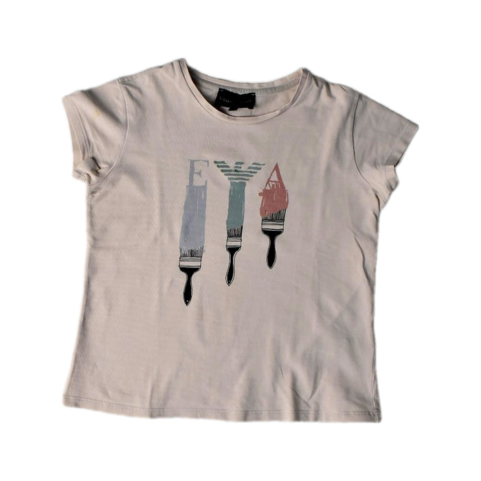 A Beige Short Sleeve T Shirts from Emporio Armani in size 10Y for girl. (Front View)