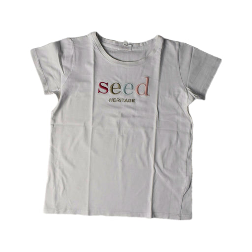 A White Short Sleeve T Shirts from Seed in size 10Y for girl. (Front View)