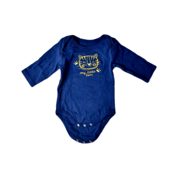 A Blue Long Sleeve Bodysuits from Shears in size 0-3M for neutral. (Front View)