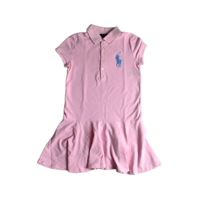 A Pink Short Sleeve Dresses from Polo Ralph Lauren in size 8Y for girl. (Front View)