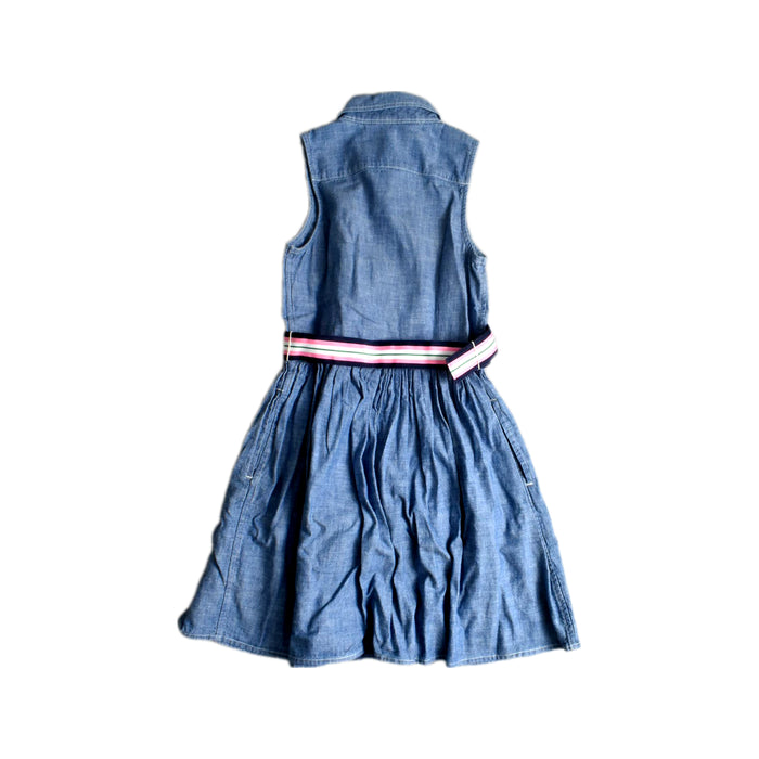 A Blue Sleeveless Dresses from Polo Ralph Lauren in size 8Y for girl. (Back View)