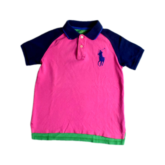 A Pink Short Sleeve Polos from Polo Ralph Lauren in size 7Y for boy. (Front View)