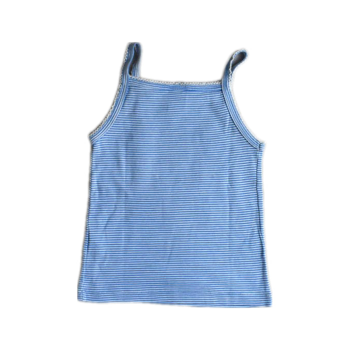 A Blue Sleeveless Tops from Petit Bateau in size 2T for girl. (Back View)