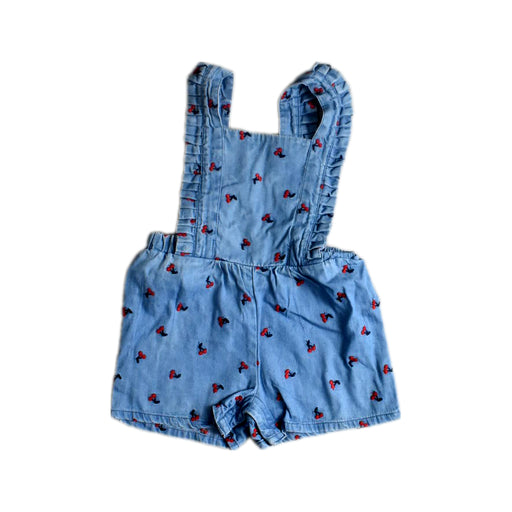 A Blue Overall Shorts from Bout'Chou in size 12-18M for girl. (Front View)