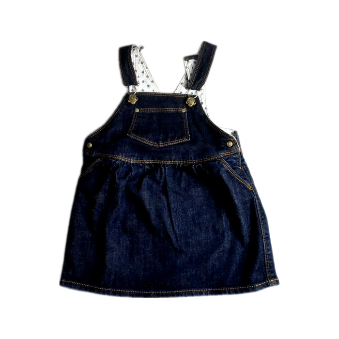 A Navy Overall Dresses from Petit Bateau in size 2T for girl. (Front View)