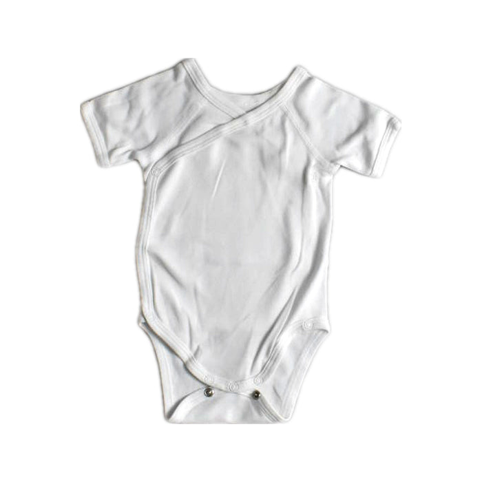A White Short Sleeve Bodysuits from Petit Bateau in size 0-3M for girl. (Front View)