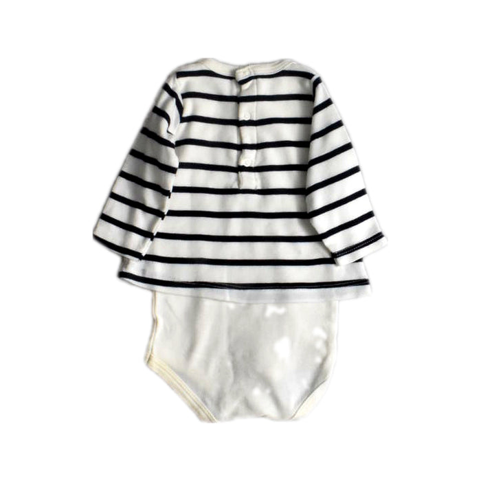 A White Long Sleeve Bodysuits from Petit Bateau in size 0-3M for girl. (Back View)