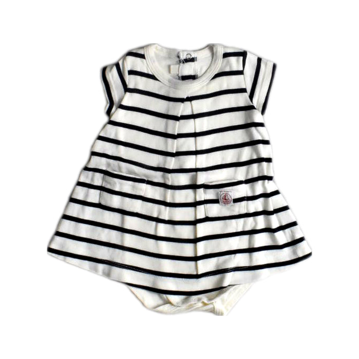 A White Short Sleeve Bodysuits from Petit Bateau in size 0-3M for girl. (Front View)