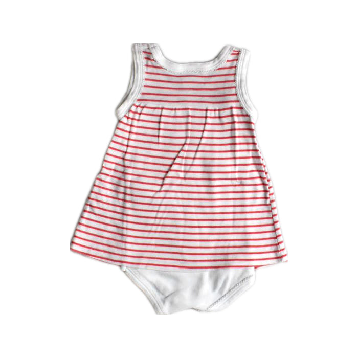 A Pink Sleeveless Rompers from Petit Bateau in size 0-3M for girl. (Back View)