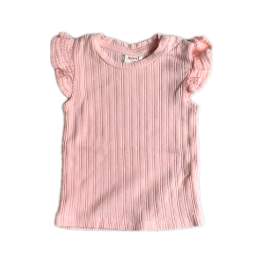 A Pink Sleeveless Tops from Seed in size 0-3M for girl. (Front View)