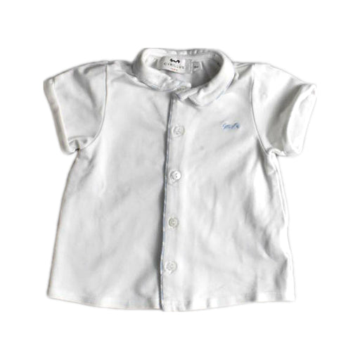 A White Short Sleeve Shirts from Cyrillus in size 3-6M for boy. (Front View)
