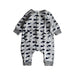 A Grey Long Sleeve Rompers from Petit Bateau in size 3-6M for boy. (Front View)