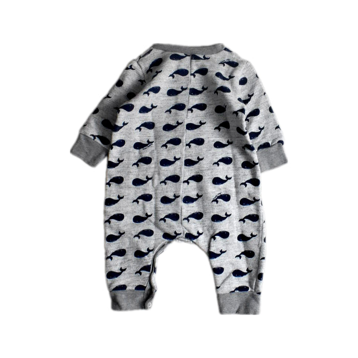 A Grey Long Sleeve Rompers from Petit Bateau in size 3-6M for boy. (Back View)