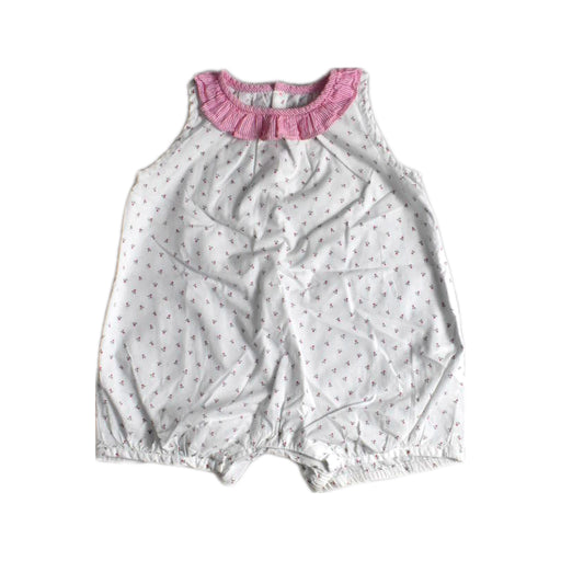 A White Sleeveless Rompers from Jacadi in size 3-6M for girl. (Front View)