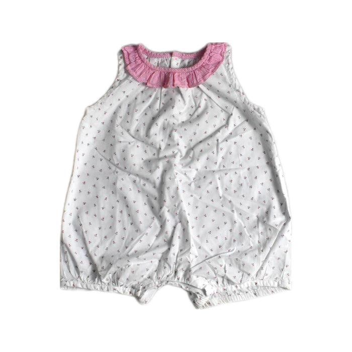 A White Sleeveless Rompers from Jacadi in size 3-6M for girl. (Front View)