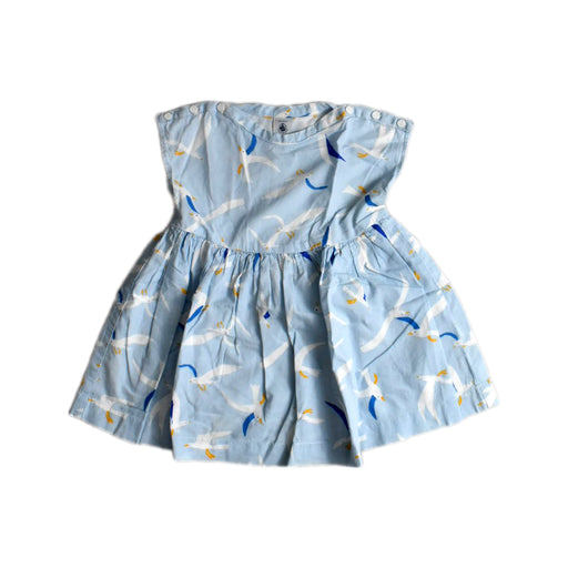 A Blue Sleeveless Dresses from Petit Bateau in size 12-18M for girl. (Front View)