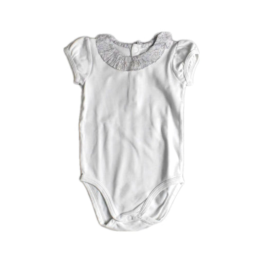 A White Short Sleeve Bodysuits from Jacadi in size 6-12M for girl. (Front View)